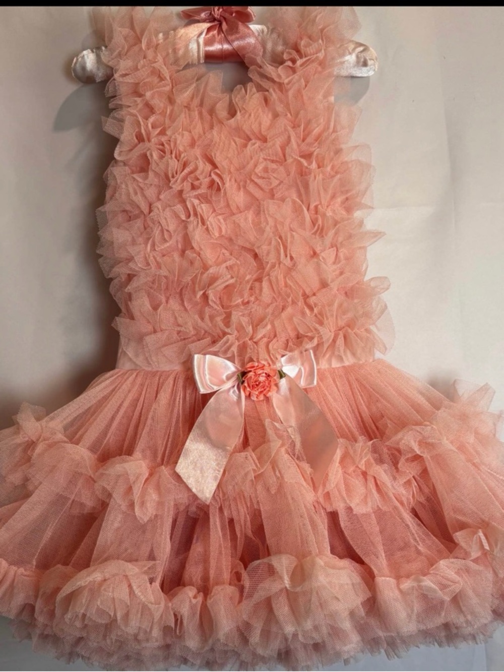 Pink Ruffle Tulle Pageant Dress with Bow